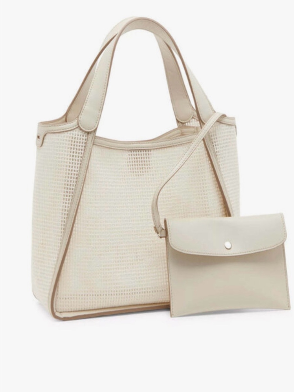 Stella McCartney Cream Mesh Tote with Top Handles